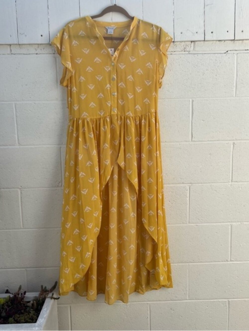 Ariat Yellow Pleated Sundress with Flutter Cap Sleeves